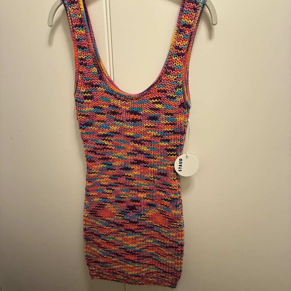 STAUD Multicolor Knit Mini Dress